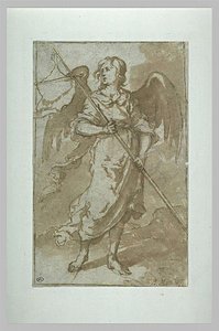 Angel Holding A Banner — Bartolomé Esteban Murillo