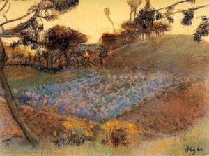 Field Of Flax — Edgar Degas, Impressionistic Landscape