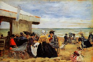A Beach Scene — Eugène Louis Boudin, Impressionism