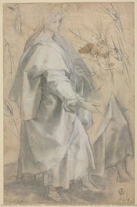 Cloaked Male Figure And Studies Of His Left Leg; Drapery Studies (for “calling Of Saint Andrew”, Bruxelles, Musées Royaux Des Beaux-arts De Belgique) — Federico Fiori Barocci