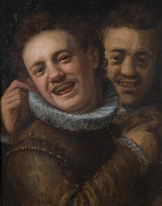 Two Loughing Men-double Self-portrait — Hans Von Aachen