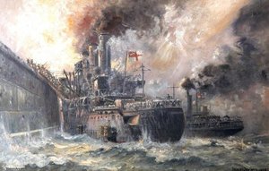 Hms 'vindictive' Storming Zeebrugge Mole