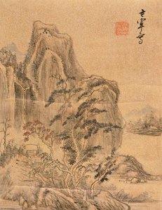 Autumn Mountain With Red Trees — Dong Qichang