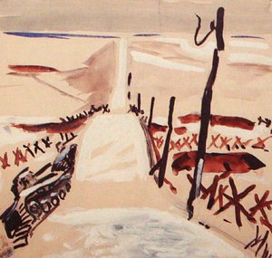Landscape With A Tank — Aleksandr Deyneka