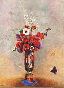 Vase Of Flowers With Butterflies — Odilon Redon