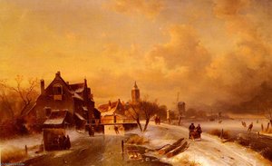 Winter And Summer Canal Scenes-scene — Charles Henri Joseph Leickert
