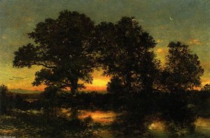 Wooded Landscape With Sunset — Christopher Pearse Cranch