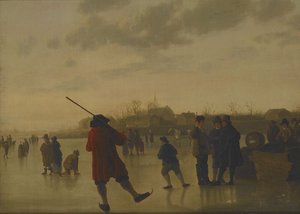 A Frozen River Landscape With Skaters — Aelbert Jacobsz Cuyp