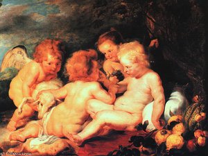 Christ And Saint John With Angels, Wilton House At Wi — Peter Paul Rubens