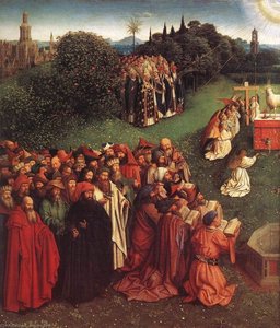 The Ghent Altarpiece Adoration Of The Lamb (detail Left) — Jan Van Eyck