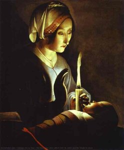 The Newborn, Also Called St. Anne And The Virgin In Linen — Georges De La Tour, Baroque Tenebrism
