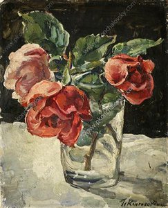 Still Life. Three Roses. — Pyotr Konchalovsky