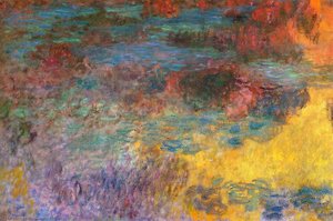 Water-lily Pond, Evening (left Panel) — Claude Monet, Impressionism