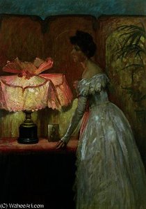 Lamplight Study of Interior with Lady