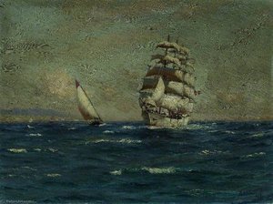 Sailing Vessels Off The Coast — Thomas Jacques Somerscales