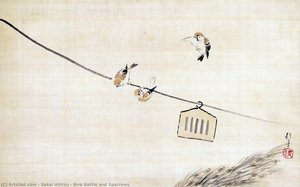 Bird Rattle And Sparrows — Sakai Hōitsu
