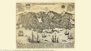 Engraving Of The City Of Lisbon — Georg Braun (cartographer), Civic Art