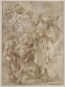 Study For An Annunciation (recto) — Michelangelo Buonarroti, Mannerism