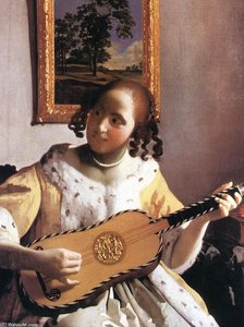The Guitar Player (detail) — Johannes Vermeer, Baroque