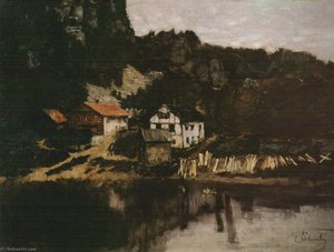 German Häuser Am Feldabhang, Saut Du Doubs — Carl Eduard Schuch