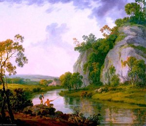 Landscape with Two Boys Fishing, Evening