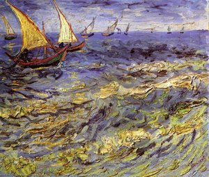 Fishing Boats At Sea (also Known As Seascape At Saintes-maries) — Vincent Willem Van Gogh, Post-impressionism