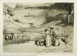 Les Demoiselles De Village — Gustave Courbet, Realist Landscape Painting