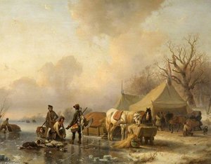 Winter Scene With A Sleigh — Andreas Schelfhout