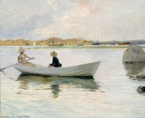 Boats In Harbour — Albert Edelfelt