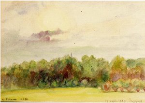 Landscape At Eragny — Camille Pissarro, Impressionism