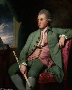 Portrait Of Francis Lind, Three-quarter-length, Seated Before A Music Stand On A Pink Chair — George Romney