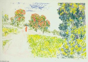 Woman In Red In A Landscape — Ker Xavier Roussel