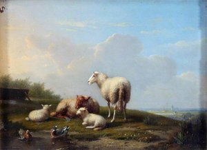 Landscape With Sheep And Ducks — Eugène Joseph Verboeckhoven