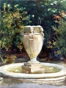 Vase Fountain, Pocantico — John Singer Sargent, Contemporary Realism