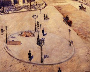 Traffic Island On Boulevard Haussmann — Gustave Caillebotte