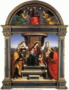 Madonna And Child Enthroned With Saints — Raphael