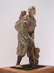 Monkey Handler, White Satsuma Ware — Chin Jukan Xv