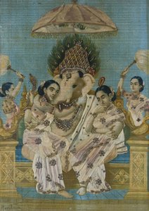 Ganesha With Sidhi And Ridhi — Ravi Varma Lithographic Press, Indian Miniaturist Tradition