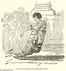 Drusus Is Stabbed, And Expires Gracefully — John Leech, 19th Century Illustration