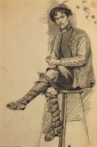 Colonial Gentleman Seated On A Stool And Holding A Pipe — Edward Hopper