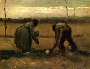 Peasant And Peasant Woman Planting Potatoes — Vincent Willem Van Gogh, Realism