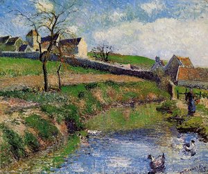 View Of A Farm In Osny — Camille Pissarro
