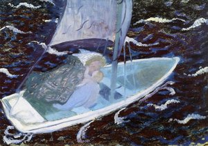 Bretonne dans une barque