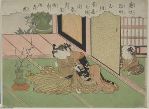 Widow Kissing Her Ikebana Teacher — Suzuki Harunobu