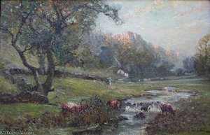 Cattle Watering By A River