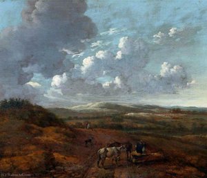 Landscape With Cattle And Herdsmen Seated On A Log — Jan Jansz Wijnants, Dutch Golden Age