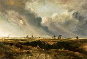 Windmills In Landscape — John Constable, Romantic Landscape Painting