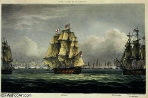 Hms Victory Sailing For The French Line Flanked — Thomas Whitcombe