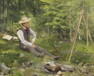 The Artist Painting En Plein Air — Paul Gustave Fischer