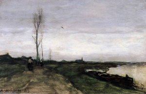Road Near The Canal Sun — Jan Weissenbruch